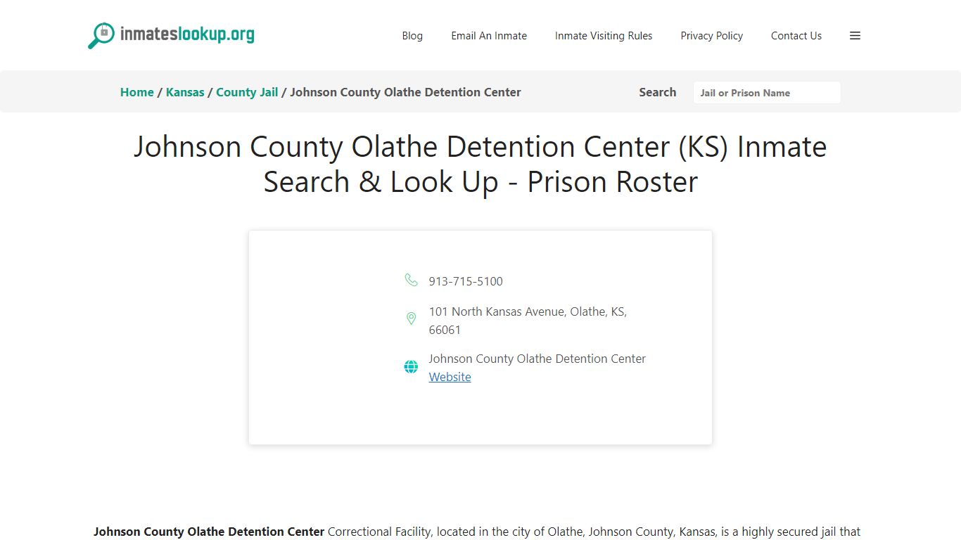Johnson County Olathe Detention Center (KS) Inmate Search & Look Up ...